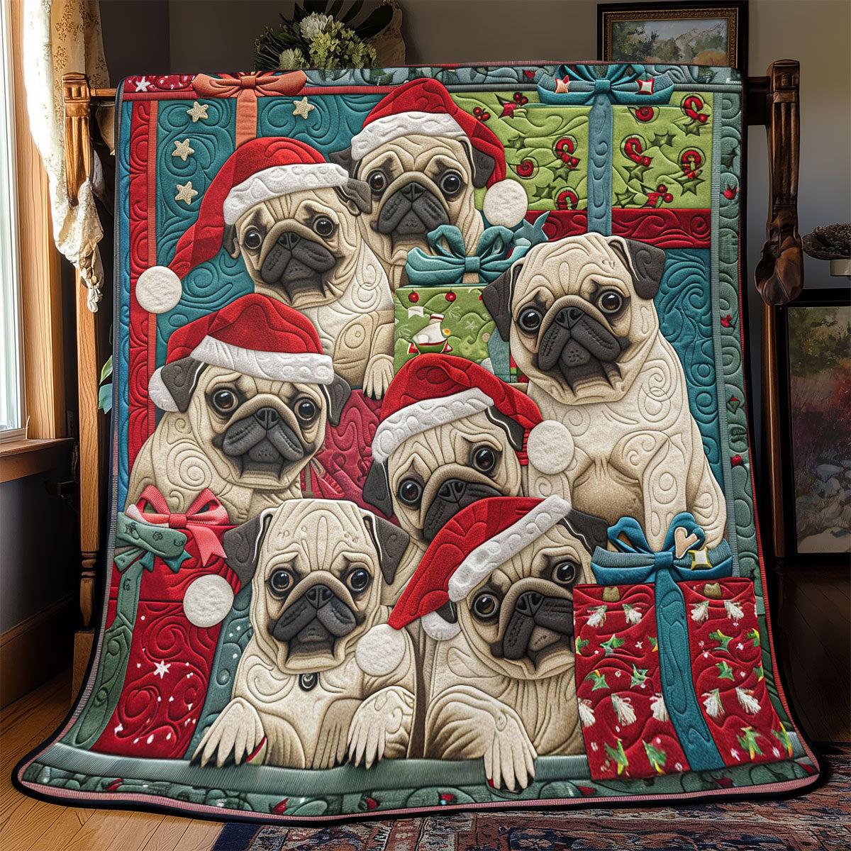 Pug Party CP1411072CL Quilt
