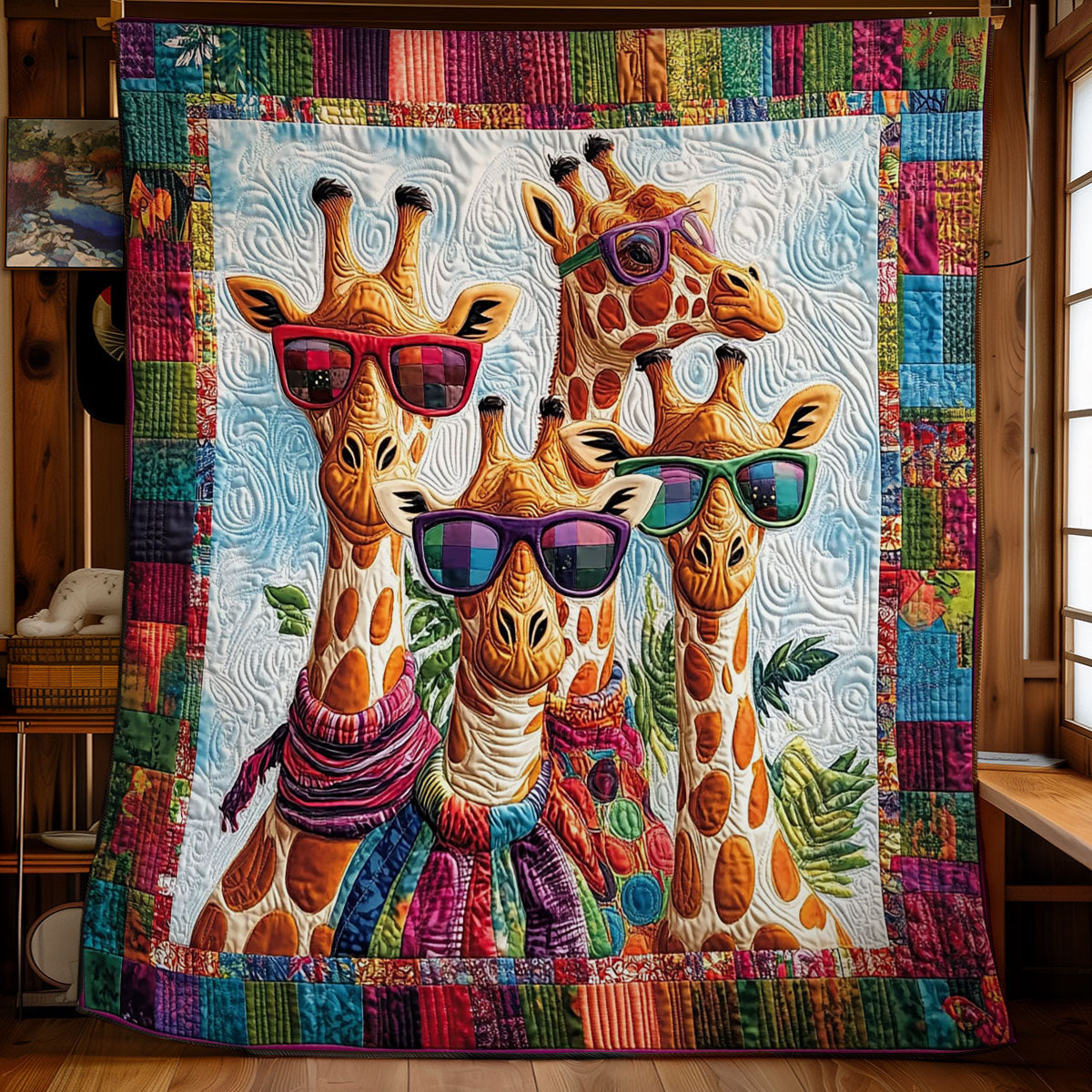 Funny Giraffe Family WY1701041CL Quilt