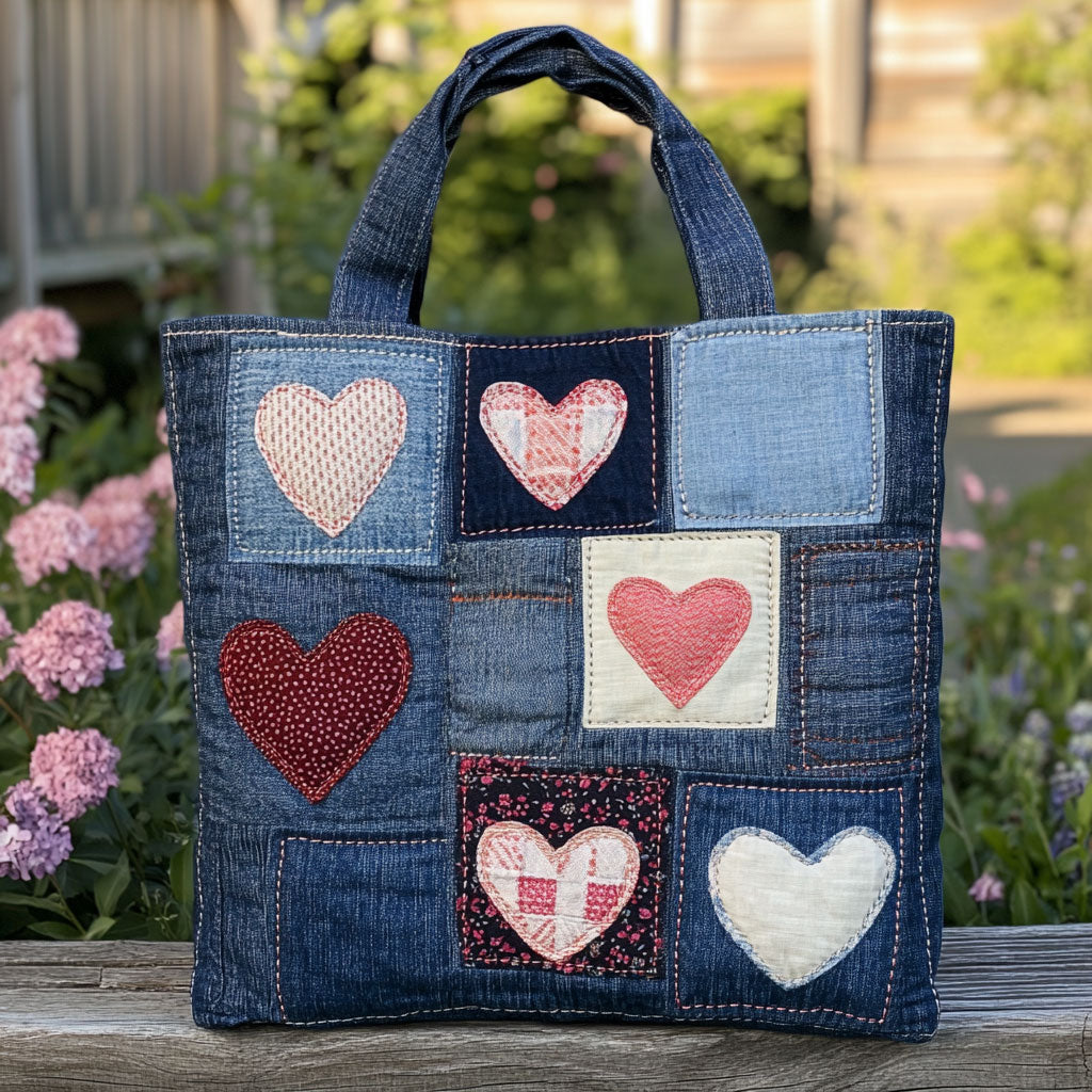 Patchwork Heart CW1501016CL Quilted Tote Bag