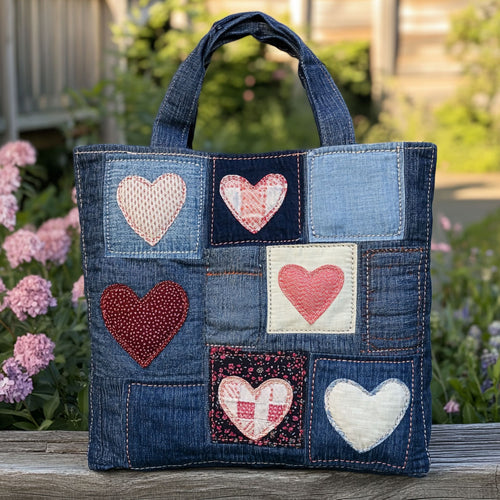 Patchwork Heart CW1501016CL Quilted Tote Bag