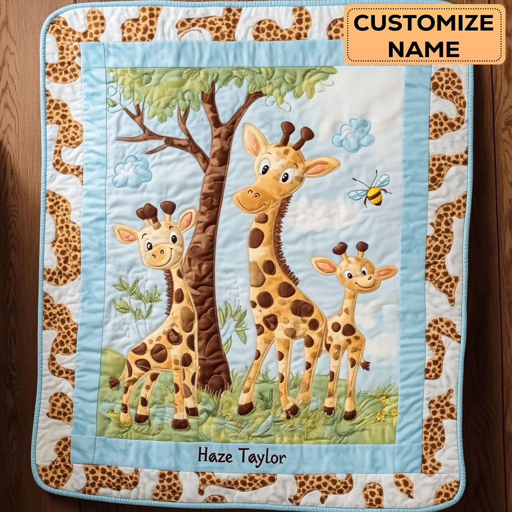 Sleepy Giraffe WN2407060CL Personalized Baby Quilt