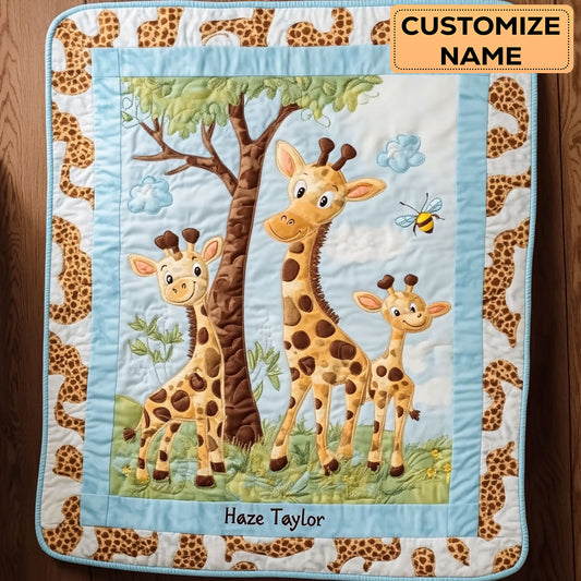 Sleepy Giraffe WN2407060CL Personalized Baby Quilt