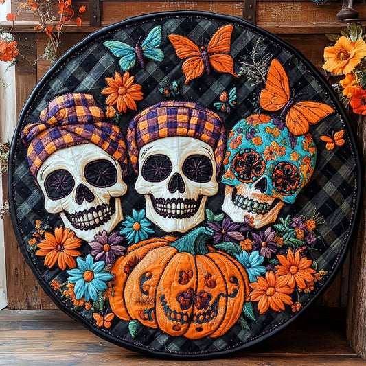 Velvet Skull WN1308135CL Quilted Round Mat