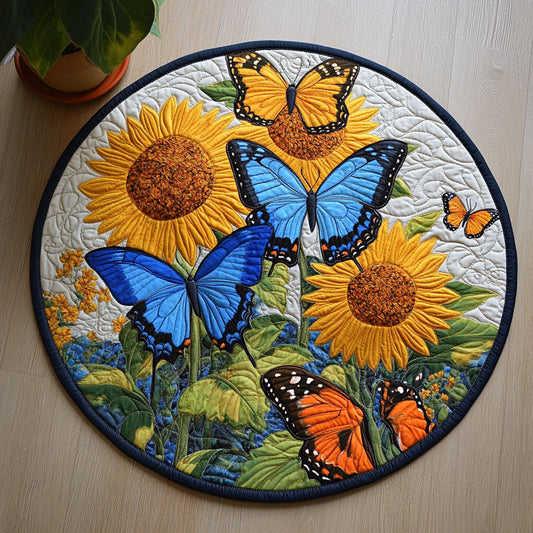 Sunny Butterfly CW0307046CL Quilted Round Mat