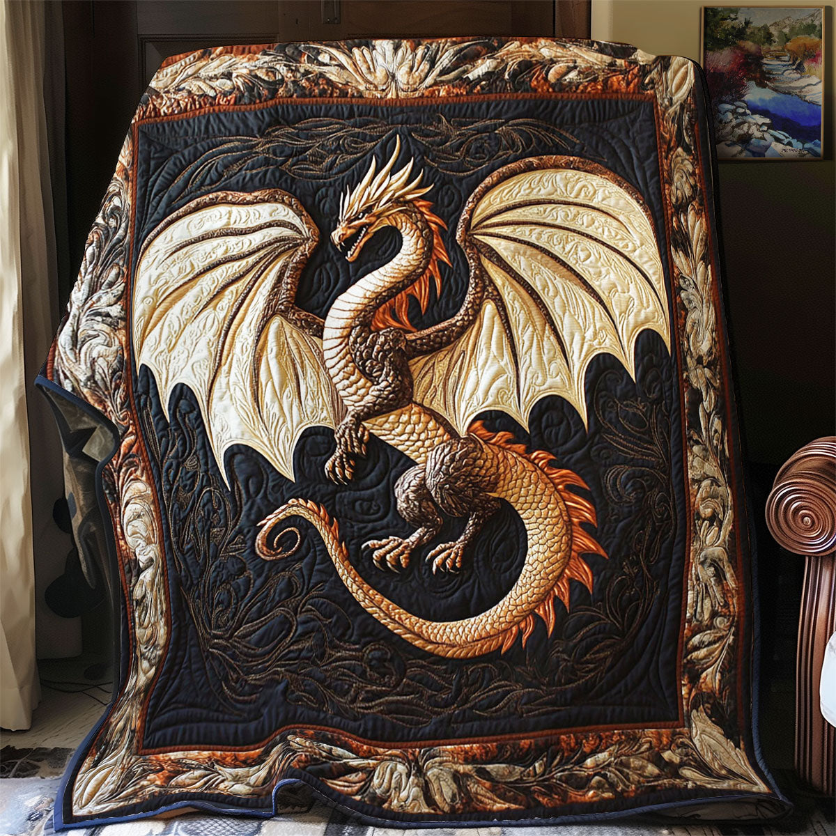 Glorious Fire Dragon WY2001077CL Quilt