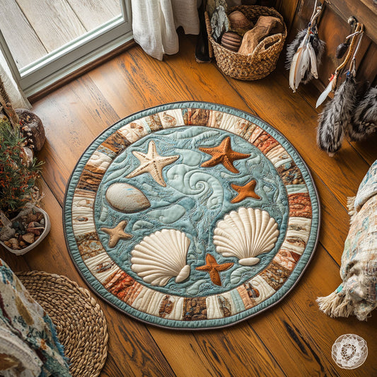 Vintage Starfish And Seashell WY1706067CL Quilted Round Mat