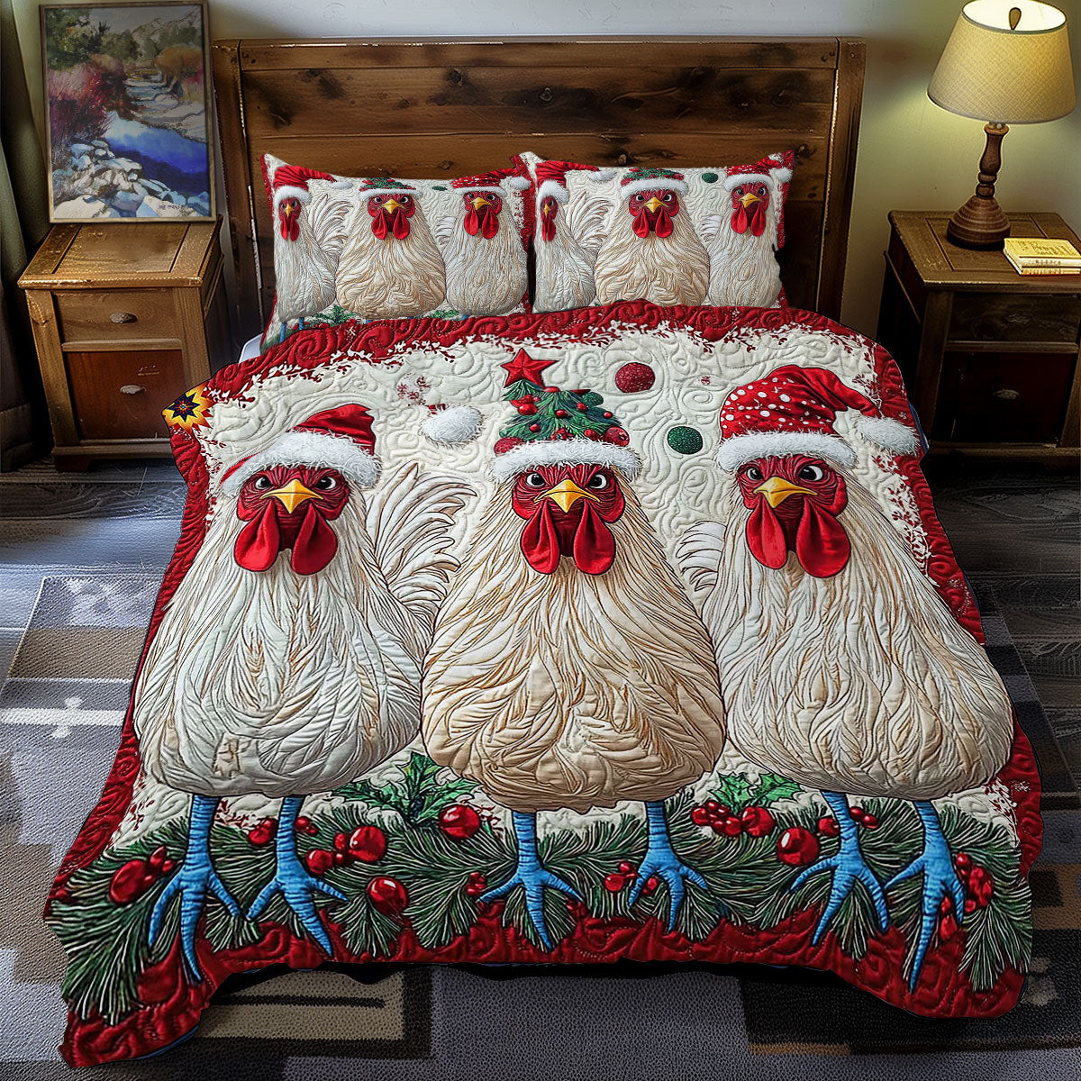 Three White Chicken WY1212058CL Duvet Cover Set