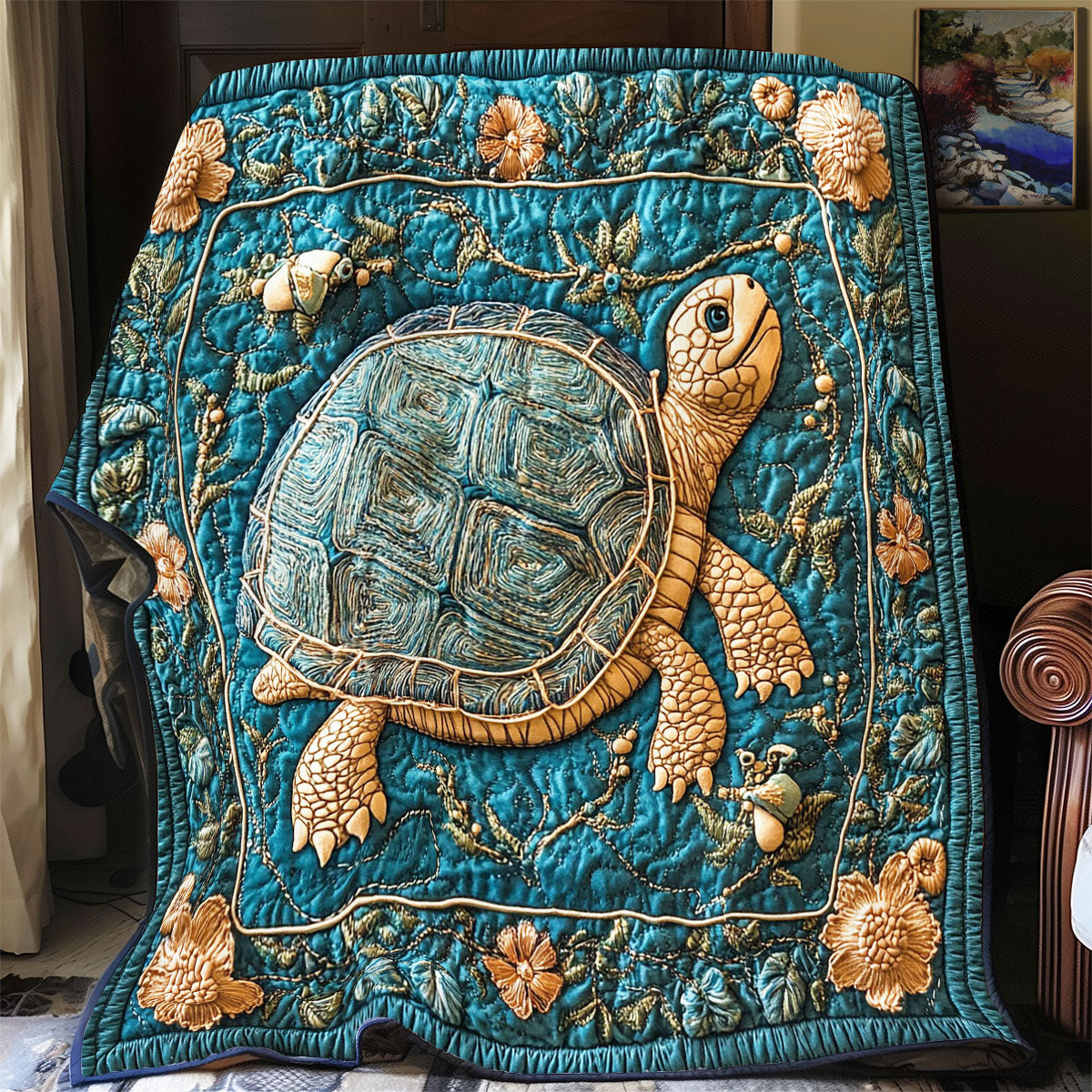 Turtle In Garden WY2102038CL Quilt