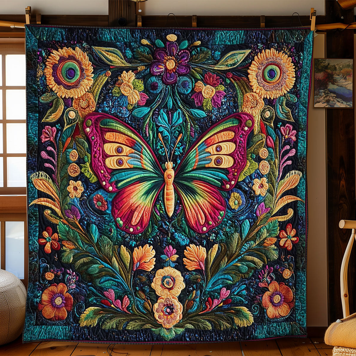 Colorful Butterfly In Forest WY2301044CL Quilt