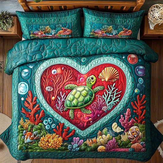 Turtle In Valentine Ocean WY1801043CL Duvet Cover Set