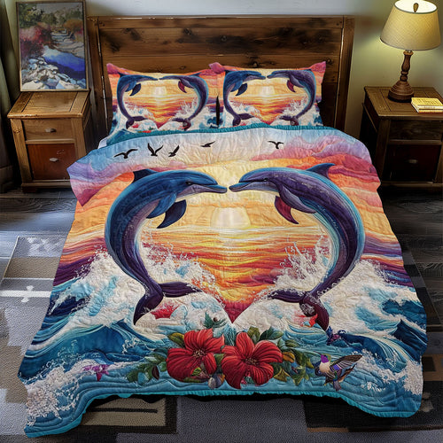 Sunset Love Couple Dolphin WY0712085CL Duvet Cover Set