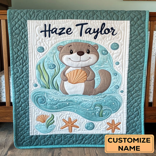 Otter Snuggle WN2807107CL Personalized Baby Quilt
