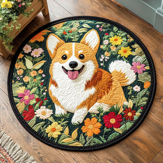 Adorable Corgi WX2605001CL Quilted Round Mat