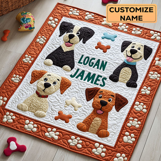 Pup Pop WJ2907009CL Personalized Baby Quilt