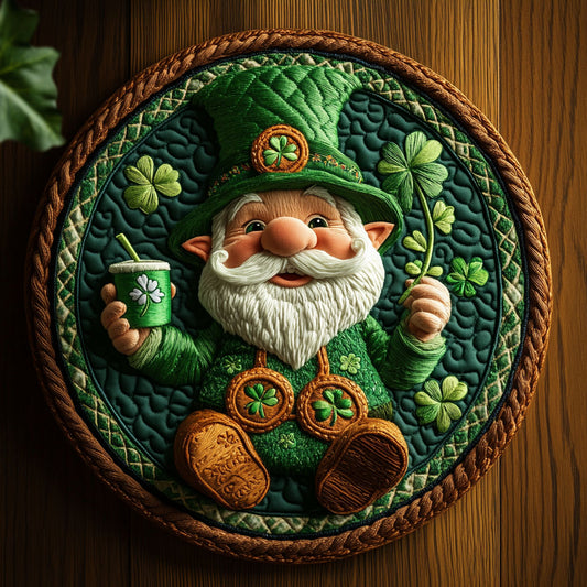 Cheers To The Gnome WN1407001CL Quilted Round Mat