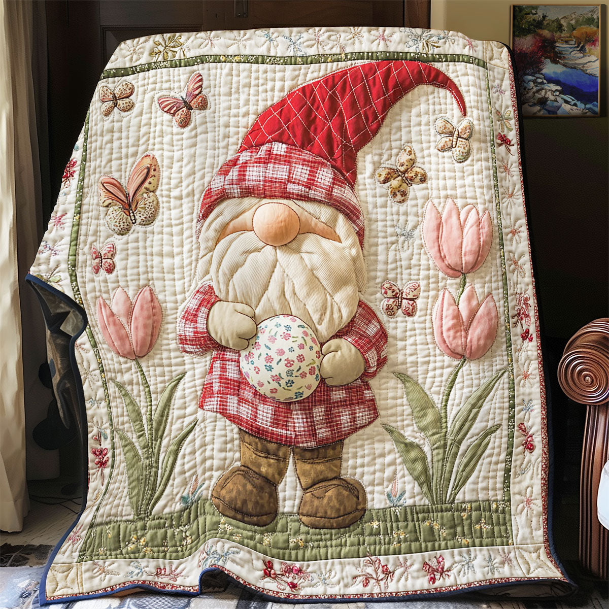 Gnome And Tulip WY1202102CL Quilt