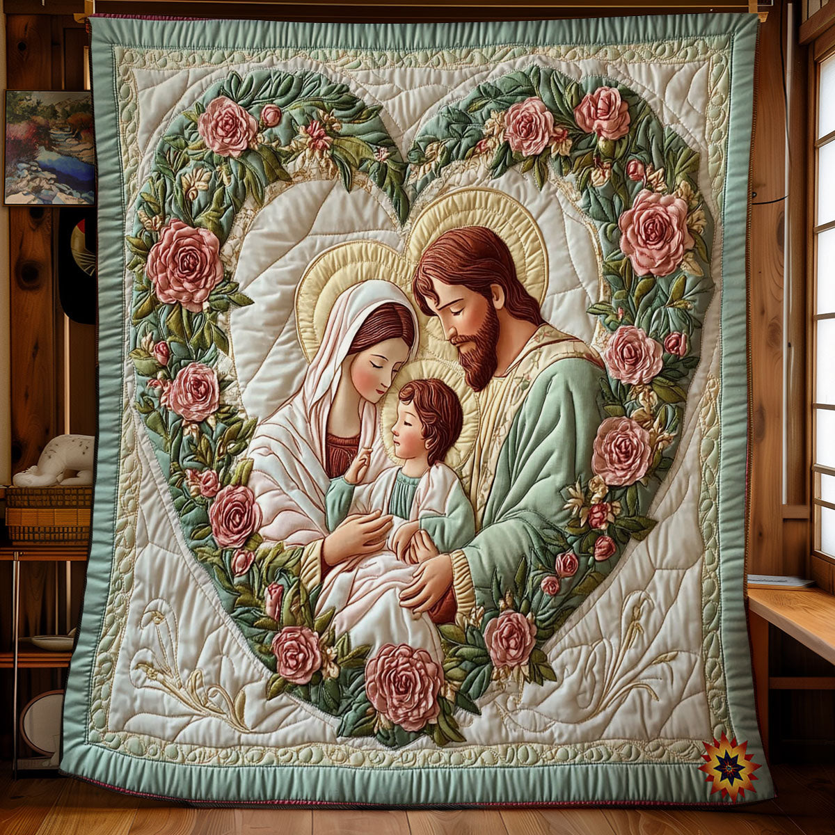 Heart Flower Holy Family WY2612021CL Quilt