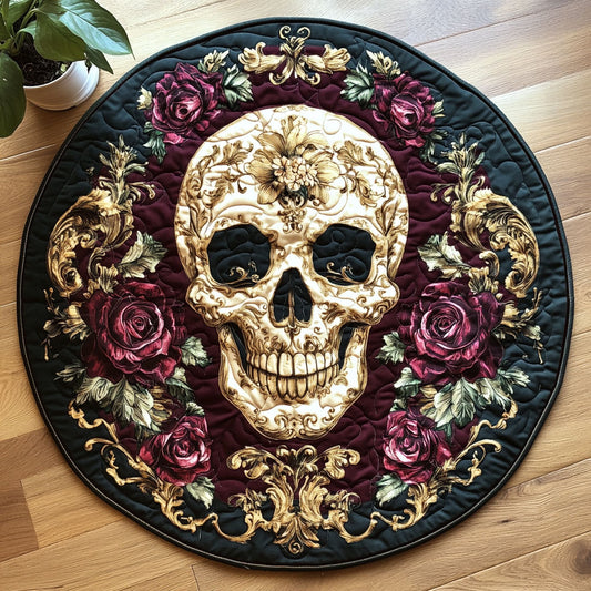 Floral Skull CW1806028CL Quilted Round Mat