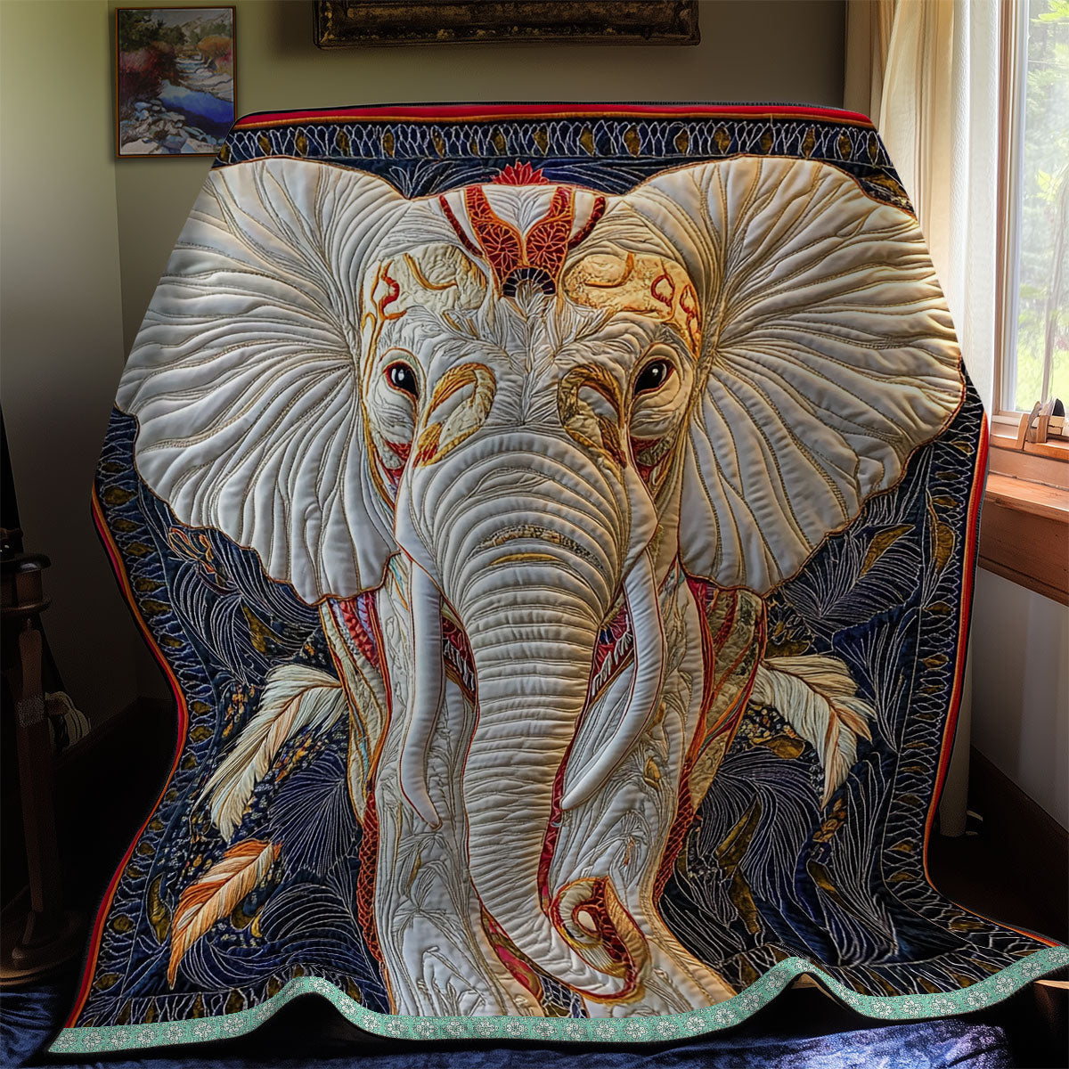 Red White Elephant  WX2112038CL Quilt