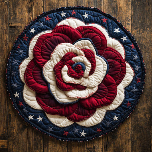 Patriotic Bloom CP1406009CL Quilted Round Mat