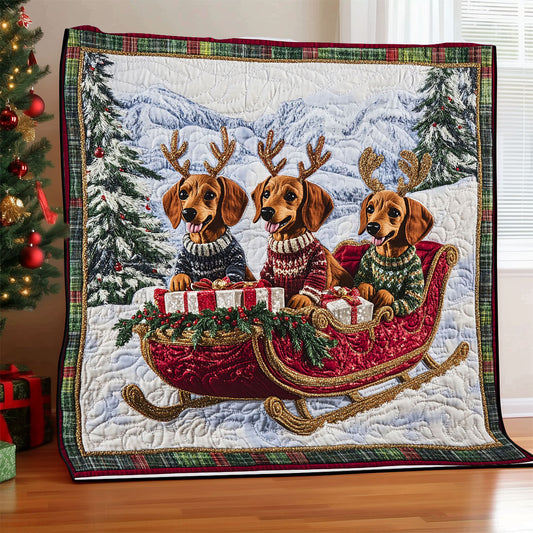Holiday Dachshund Sleigh CW1211027CL Quilt