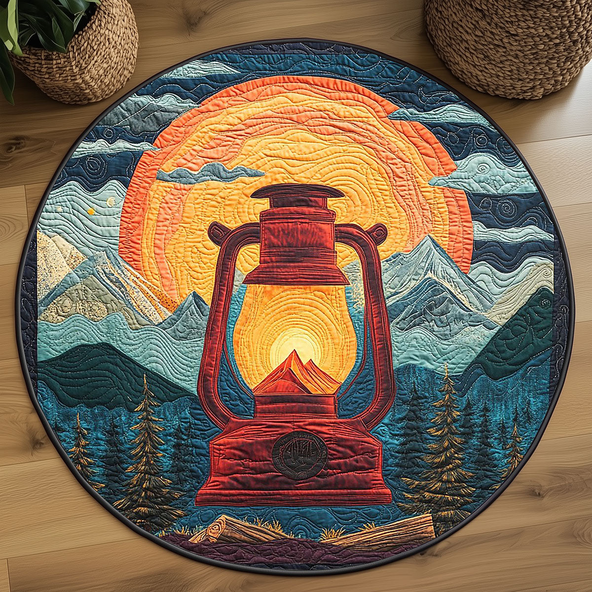 Lantern Mountain Glow WP2003083CL Quilted Round Mat
