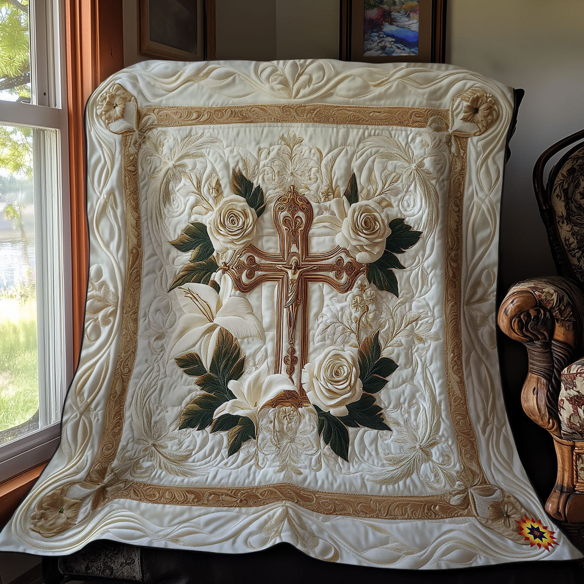 White Flower Cross WY1912062CL Quilt