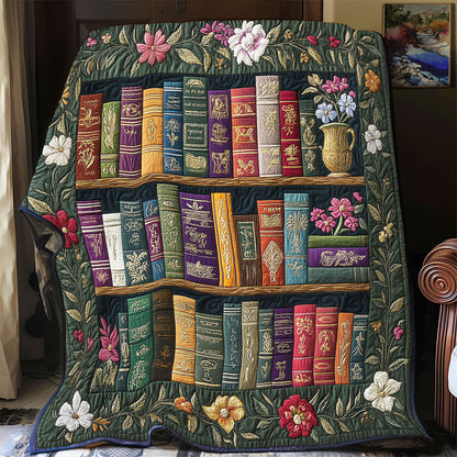 Beautiful Bookshelf In Garden WY1902052CL Quilt