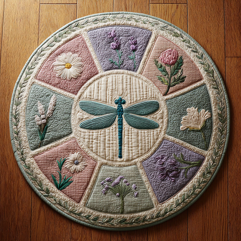 Dragonfly Grace CW0908019CL Quilted Round Mat