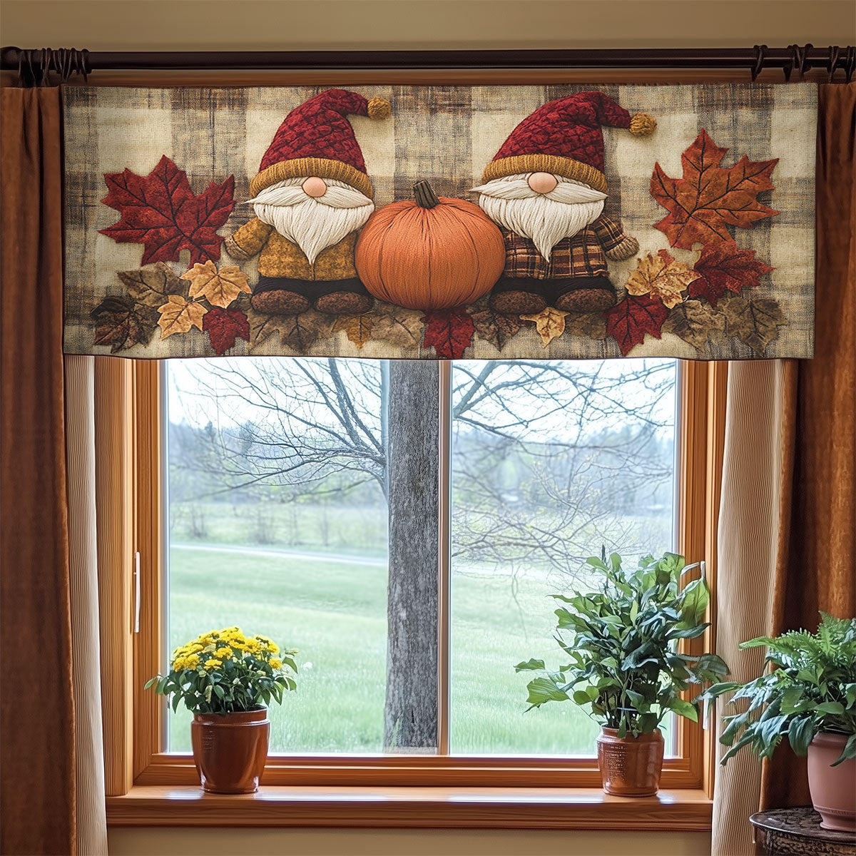 Gnome Harvest Time WN3007049CL Quilted Valance