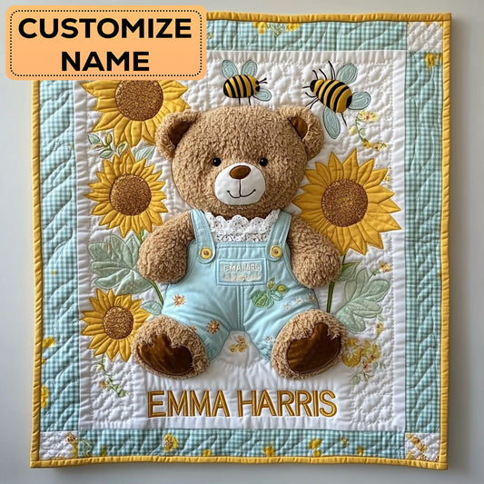Sunny Honey Bear CW3007014CL Personalized Baby Quilt