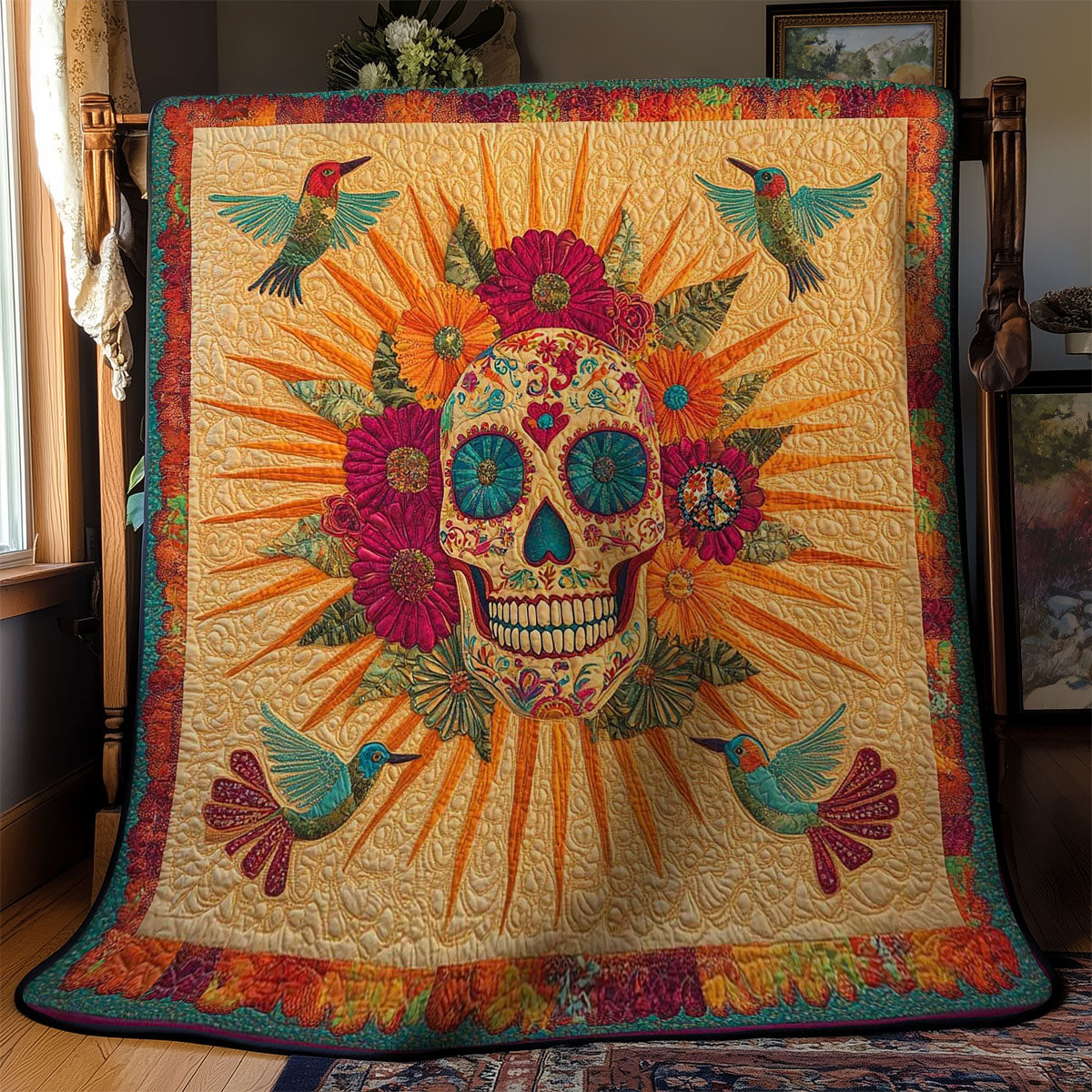 Hummingbird And Blooming Skull WN3110066CL Quilt