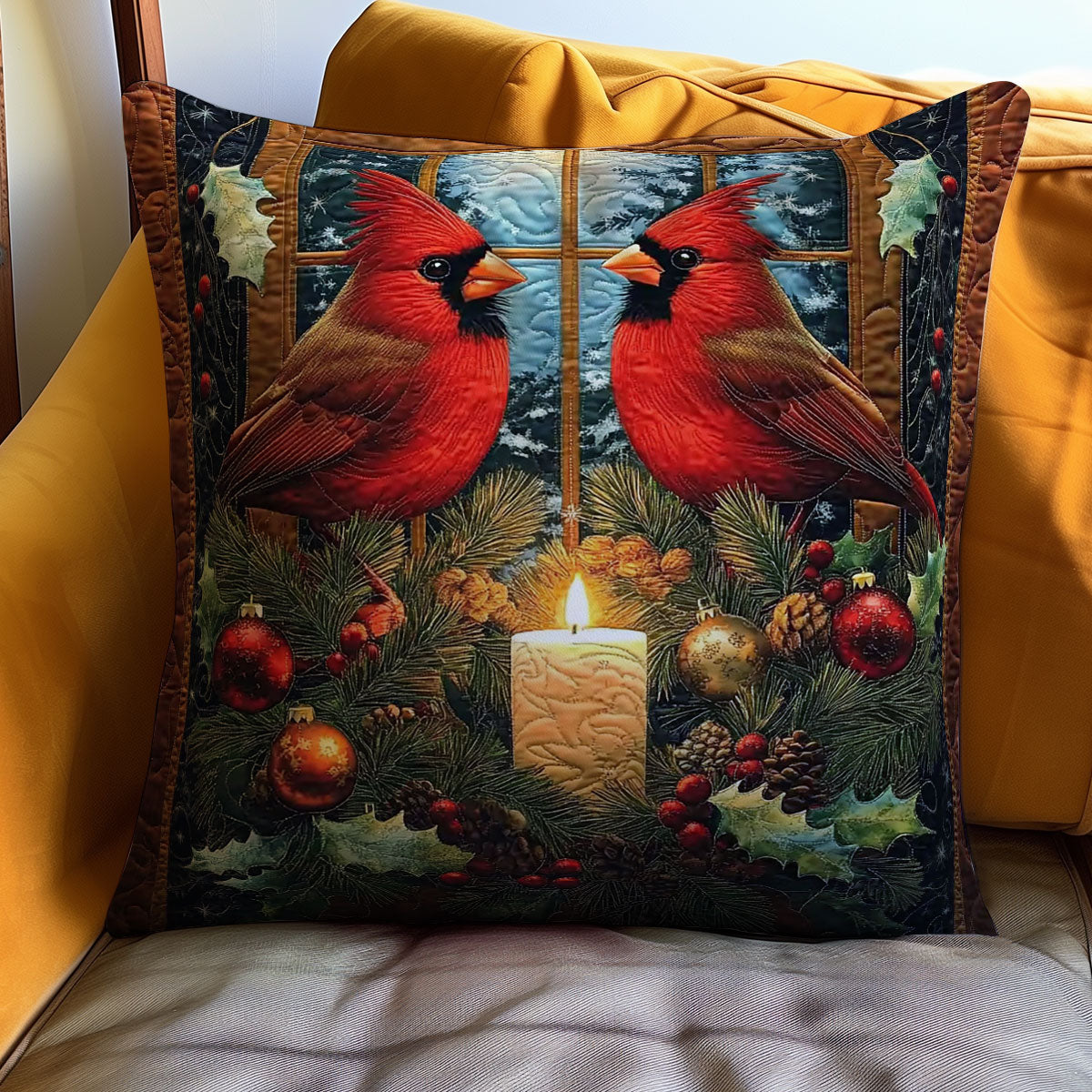 Christmas Cardinal Bird WJ0212049CL Quilt Pillow Case