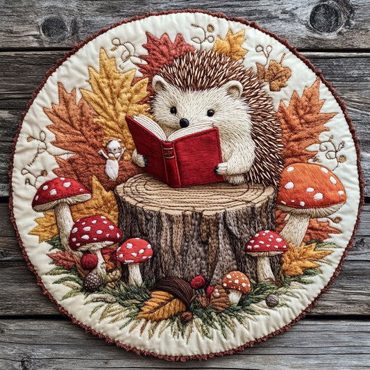Studious Hedgehog CP2905006CL Quilted Round Mat