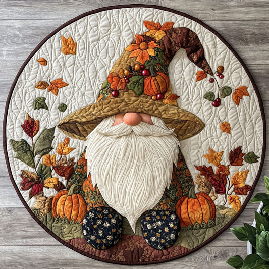 Autumn Gnome CW1606002CL Quilted Round Mat