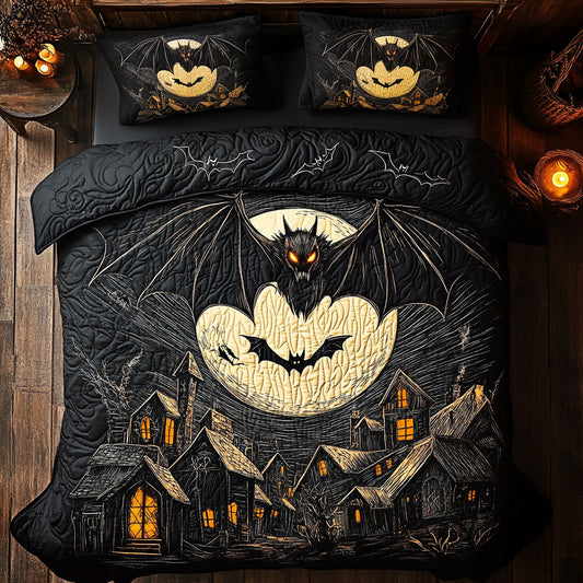 Giant Bat Over Village WY0608056CL Duvet Cover Set