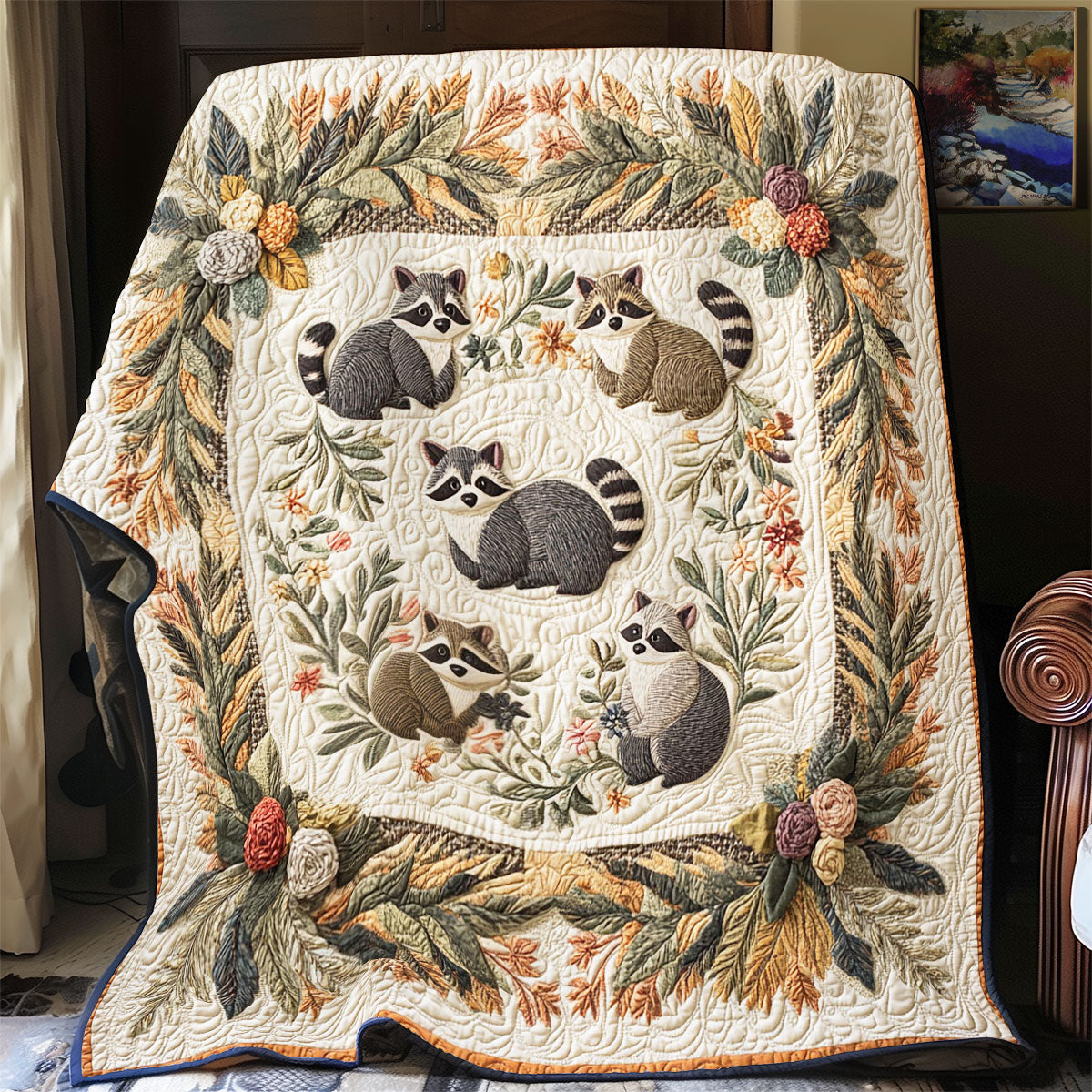 Racoon Family WY2702109CL Quilt