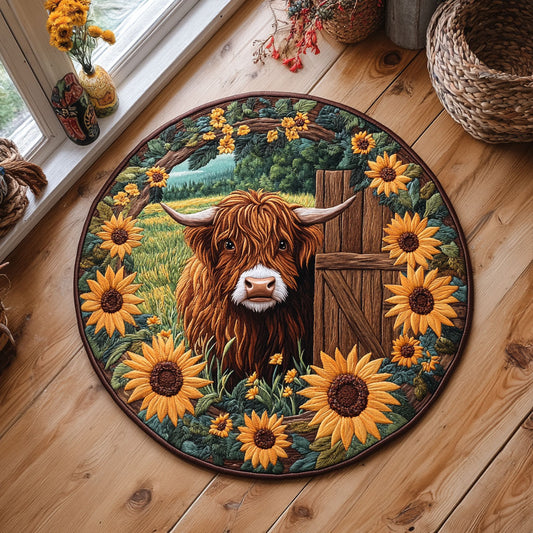 Sunflower Moo Mood WY0306019CL Quilted Round Mat