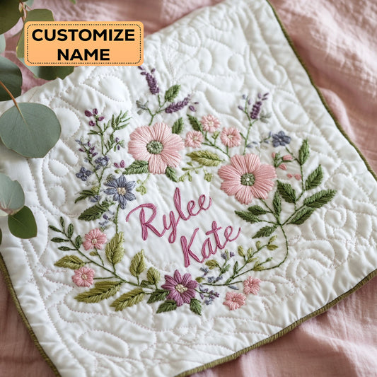 Beautiful Flower WJ1107002CL Personalized Baby Quilt