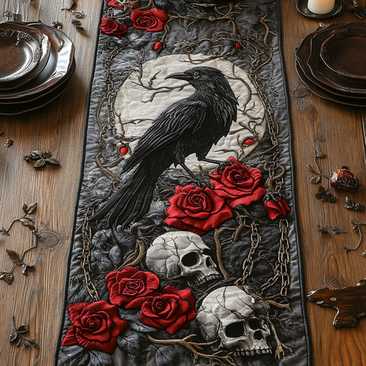 Crimson Raven Skull CW0707016CL Quilted Table Runner