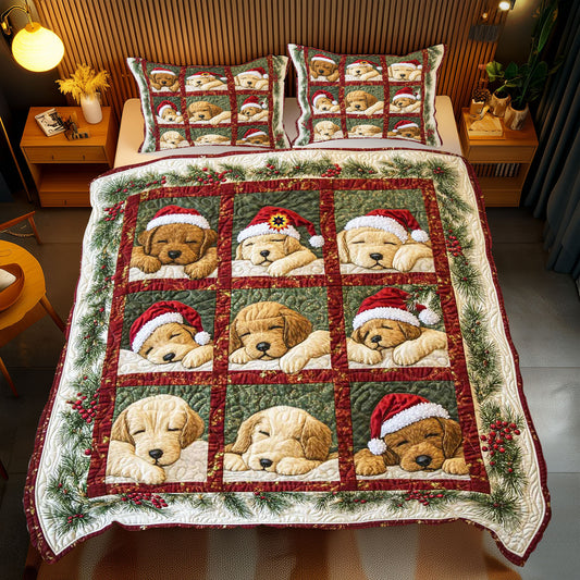 Christmas Golden Retriever Puppy WP0512039CL Duvet Cover Set