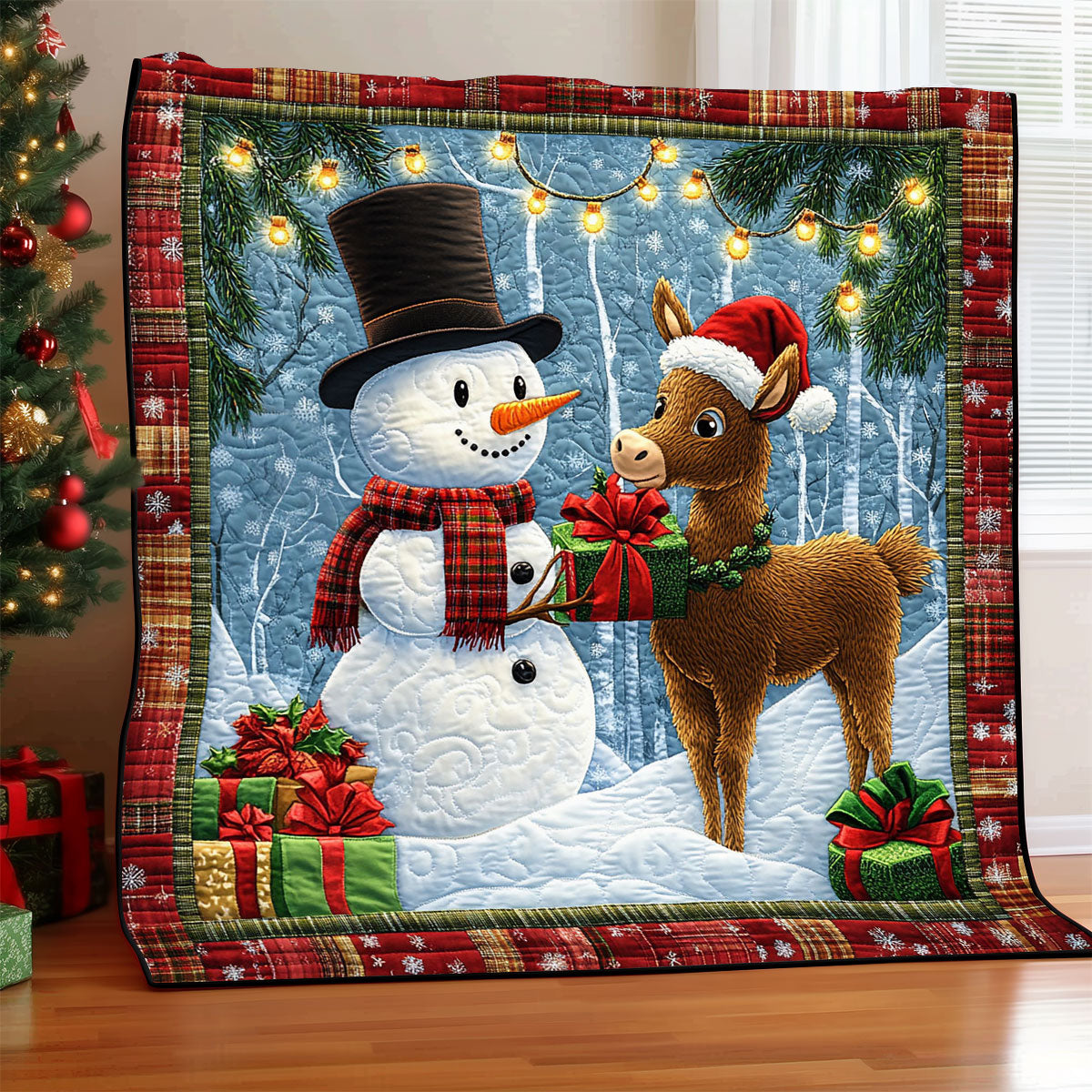 Donkey Christmas Snowman CW1111028CL Quilt