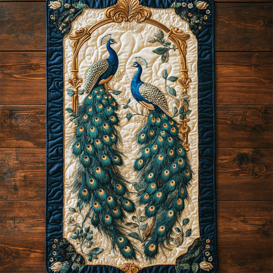 Peacock Pair WY0905043CL Quilted Table Runner