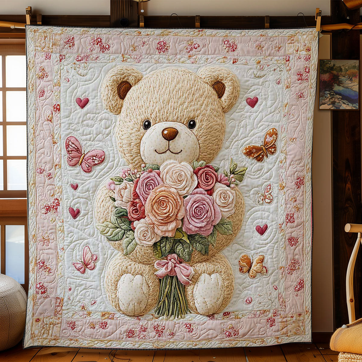 Floral Bear Love WN0801019CL Quilt