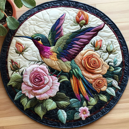 Floral Hummingbird CW0207023CL Quilted Round Mat
