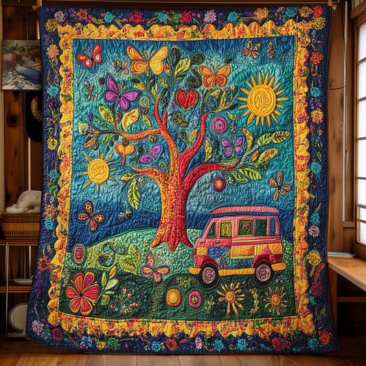 Hippie Tree And Van WY2102032CL Quilt