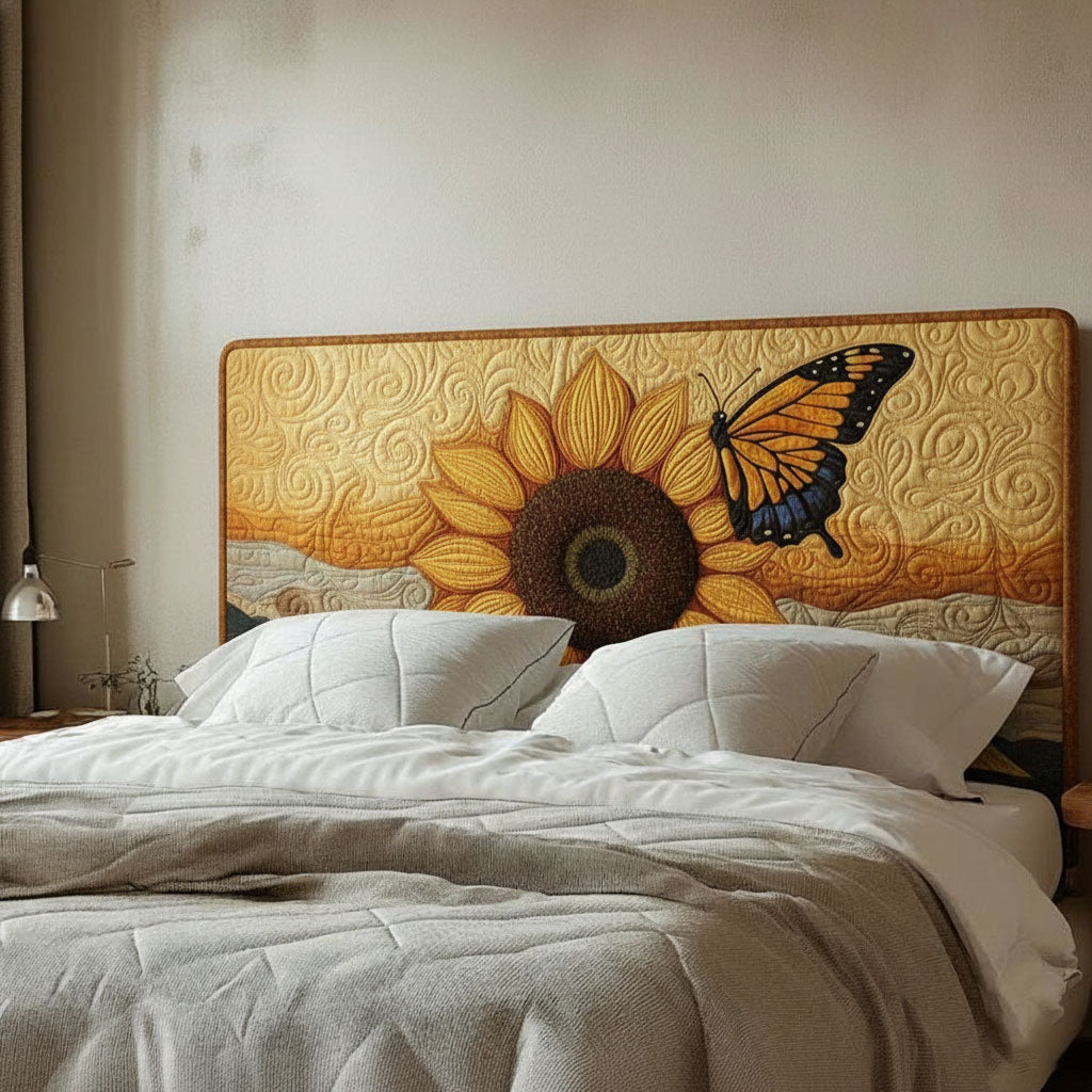 Sunflower Butterfly WJ1012013CL Quilted Headboard Slipcover