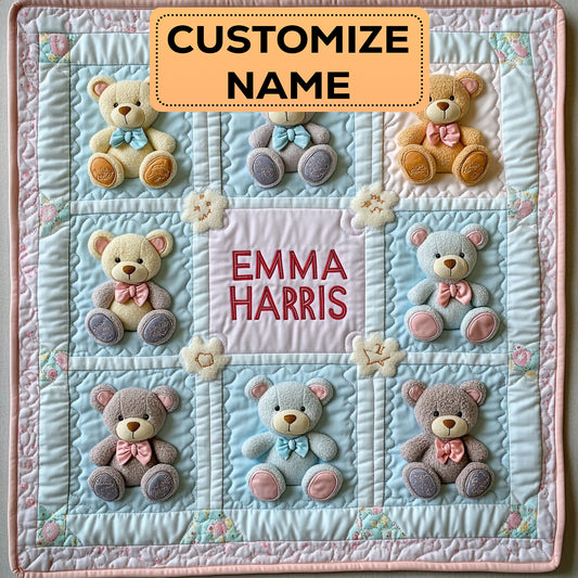 Teddy Parade CW2807066CL Personalized Baby Quilt