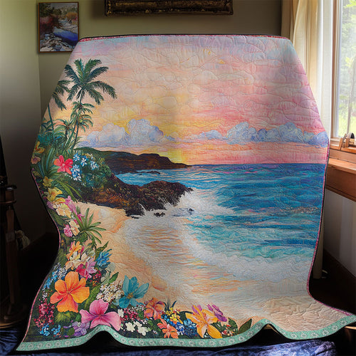 Beach Tropical Flower WT2101001CL Quilt