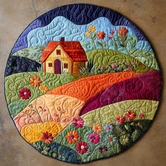 Flower Patch Sunset WN1507016CL Quilted Round Mat
